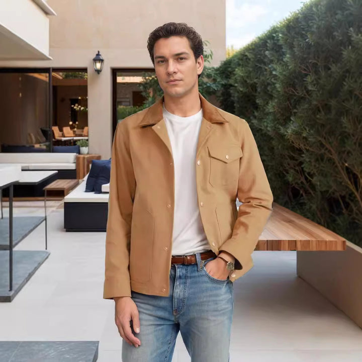 Herren Suedejacke mit modischem Design und praktischen Taschen Drune
