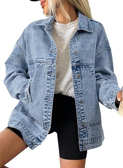 Damen Oversize-Jeansjacke mit kastigem Schnitt und markanten Naht-Details Drune