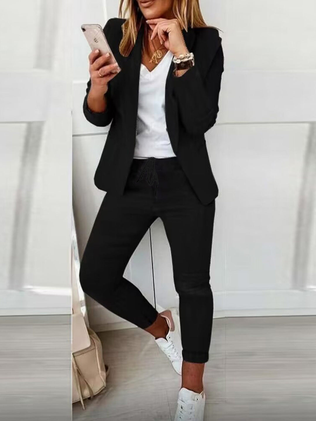 Damen Elegantes Zweiteiliges Blazer-Jogginganzug Drune