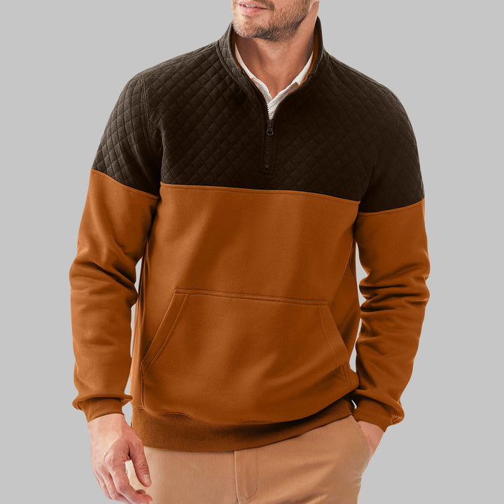 Herren Fleece-Pullover mit Steppdetails und hohem Kragen Drune