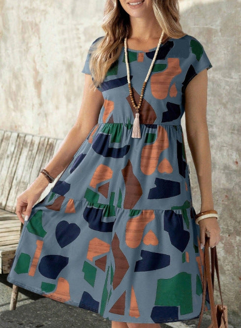 Damen Midikleid mit grafischem Muster und Schlaufenärmel Drune