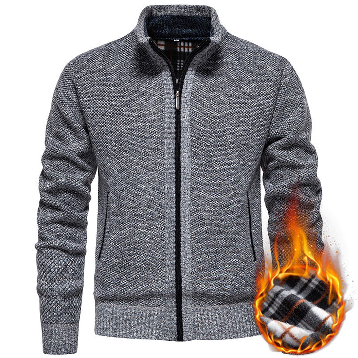 Herren Strickjacke mit hohem Kragen und praktischem Reißverschluss Drune