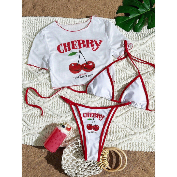 Damen Crop-Top Bikini-Set mit sportlichem Schnitt und Brasil-Print Drune