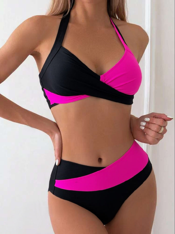 Damen Modischer Bikini mit asymmetrischem Schnitt und Kontrastdetails Drune