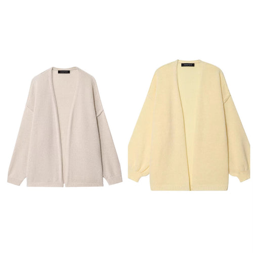 Damen Oversize Strickcardigan mit Ballonärmeln und offener Front Drune