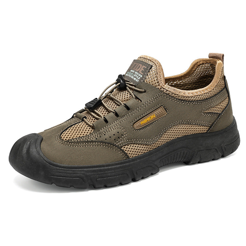Herren nan robuster Mesh-Trekkingschuh mit verstärkter Gummizehenkappe, Schnellzug-Schnürung und griffiger Profilsohle Drune
