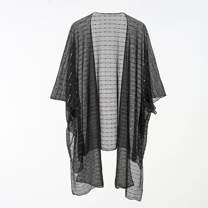Damen Eleganter Kaftan-Überwurf mit fein gehäkeltem Design und asymmetrischen Kanten Drune