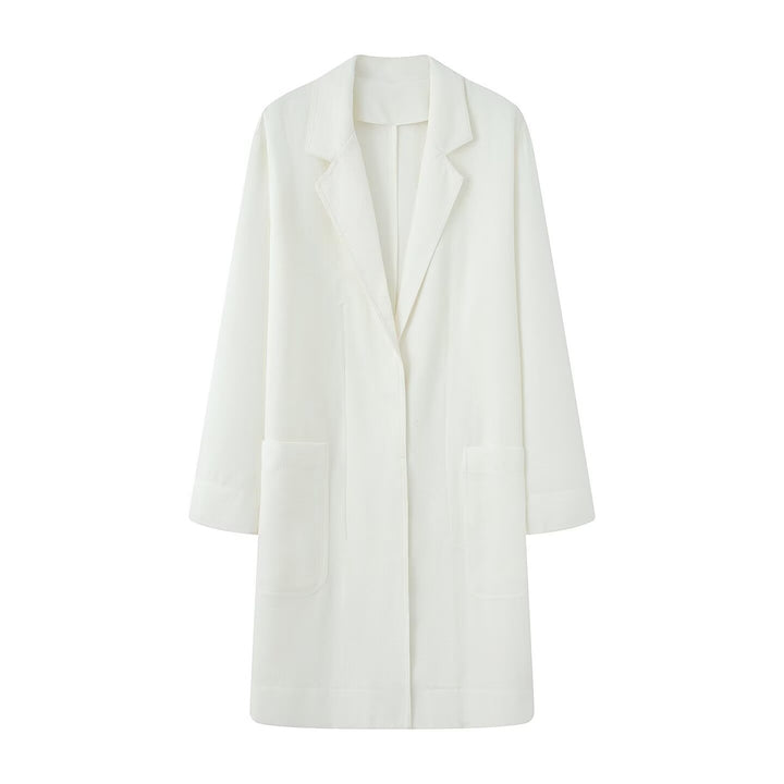 Damen Longline-Mantel mit offener Front, lässiger Passform und aufgesetzten Taschen Drune
