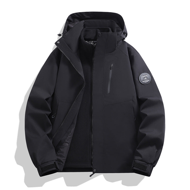 Herren Softshell-Performancejacke mit abnehmbarer Kapuze, verdecktem durchgehendem Reißverschluss und ergonomischem Schnitt Drune