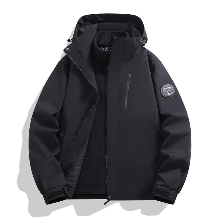 Herren Softshell-Performancejacke mit abnehmbarer Kapuze, verdecktem durchgehendem Reißverschluss und ergonomischem Schnitt Drune