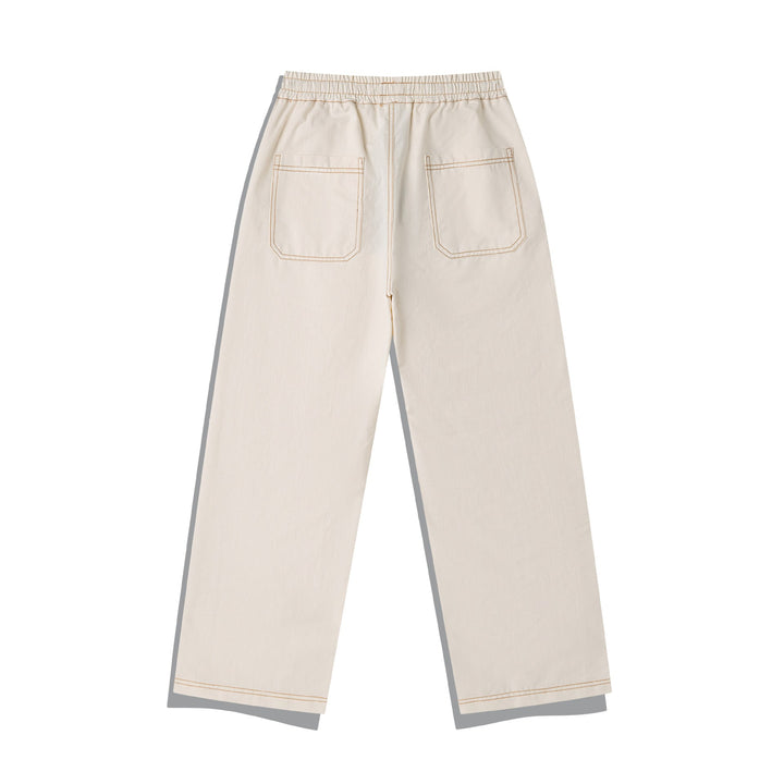 Damen Weite Denim-Cargo-Culotte mit elastischem Bund und Kontraststeppung Drune