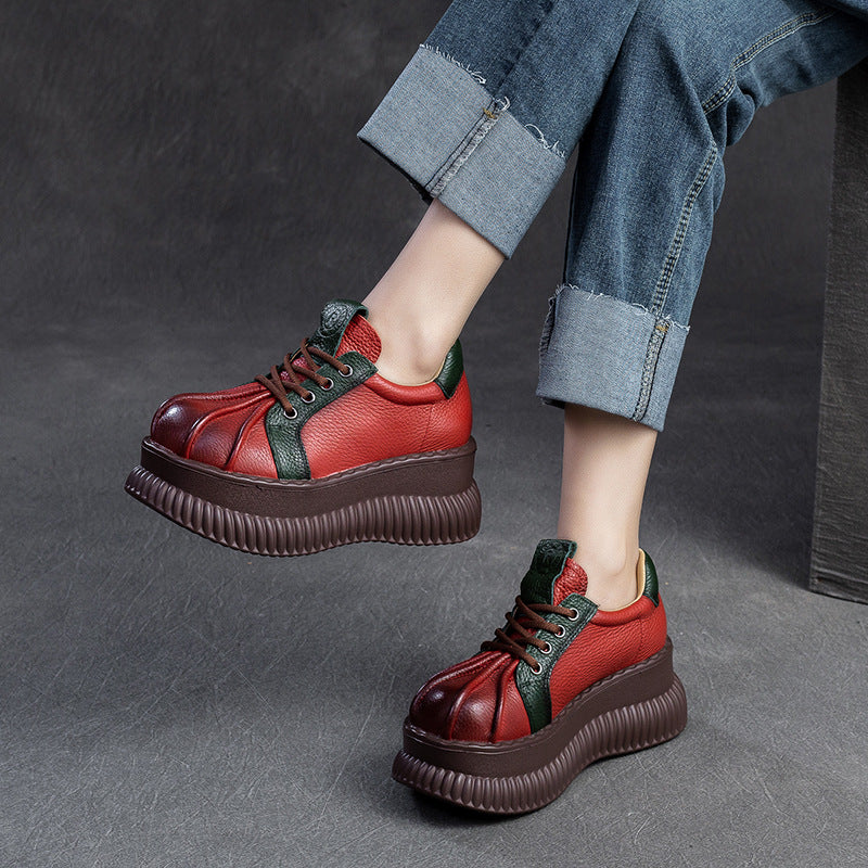 Damen Chunky Plateau-Sneaker aus hochwertigem Leder mit raffinierten Details Drune
