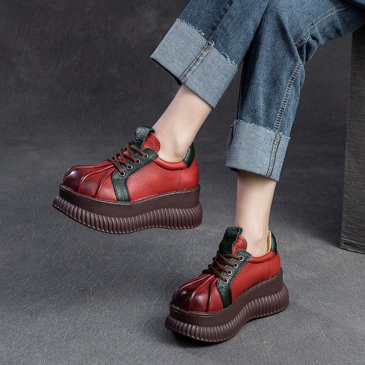 Damen Chunky Plateau-Sneaker aus hochwertigem Leder mit raffinierten Details Drune