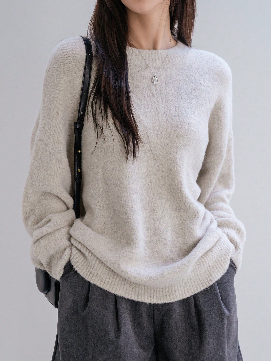 Damen lässiger Strickpullover mit modischem Schnitt und feinem Texturspiel Drune