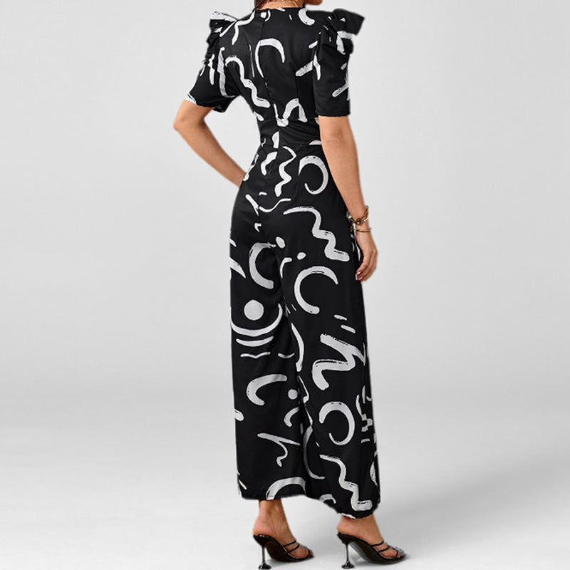Damen Eleganter Jumpsuit mit stilvollem grafischen Muster Drune