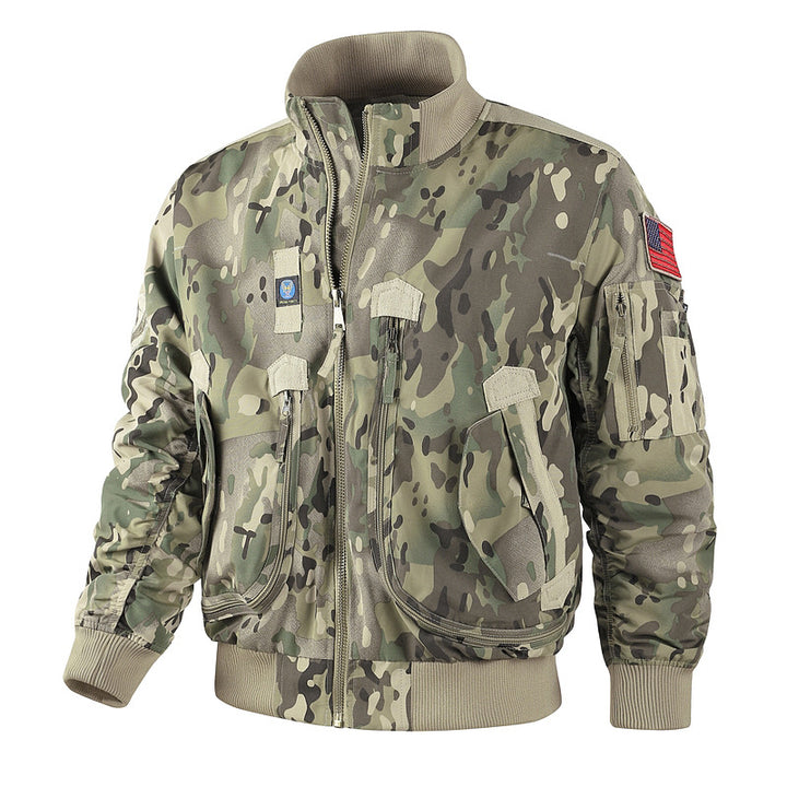 Herren  klassische Bomberjacke im Pilotendesign mit Multifunktionstaschen und robustem Reißverschluss Drune