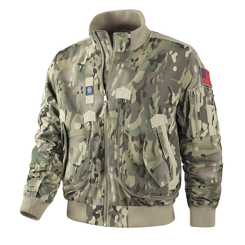 Herren  klassische Bomberjacke im Pilotendesign mit Multifunktionstaschen und robustem Reißverschluss Drune
