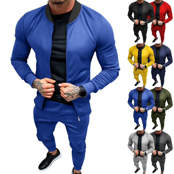 Herren nan sportlicher Freizeit-Trainingsanzug mit taillierter Bomberjacke und konisch zulaufender Jogginghose aus elastischer Baumwollmischung Drune