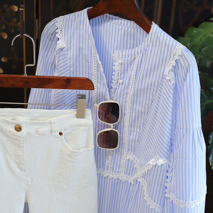 Damen Verspielte Bluse mit Rüschen-Details Drune