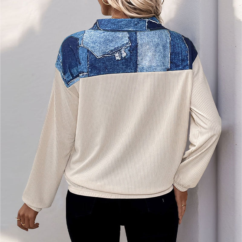 Damen Sportliches Pulli mit Reißverschluss Drune