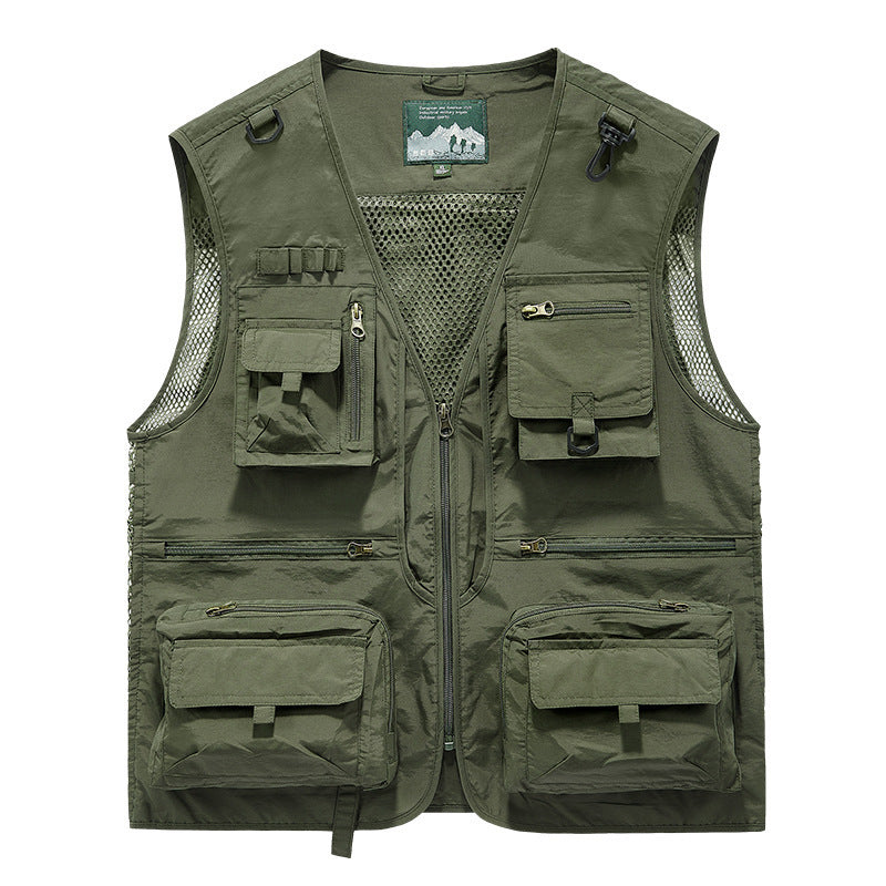 Herren nan multifunktionale Angel- und Outdoorweste mit zahlreichen Taschen und Meshfutter Drune