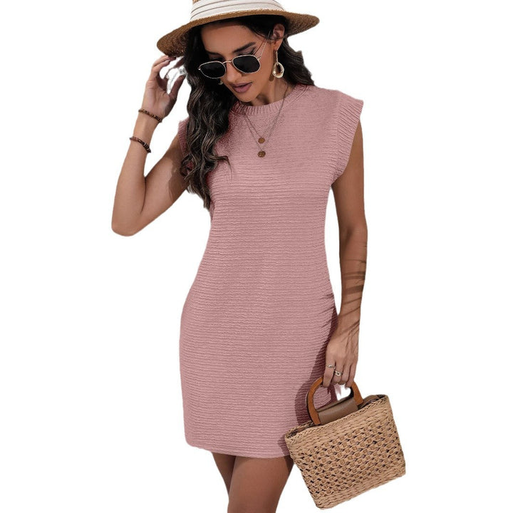Damen kurzärmeliges Sommerkleid im Wickelmuster mit lässigem Schnitt und strukturierter Oberfläche Drune