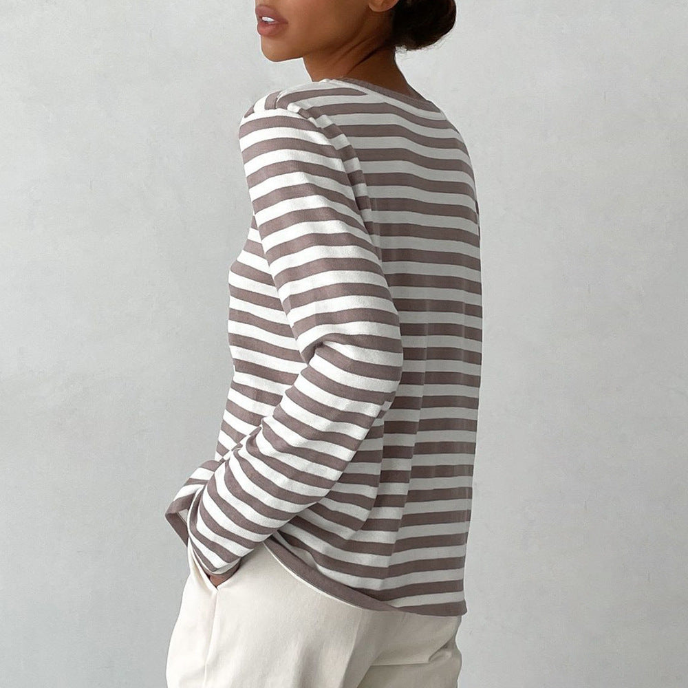 Damen Langarmshirt mit geringelten Muster Drune