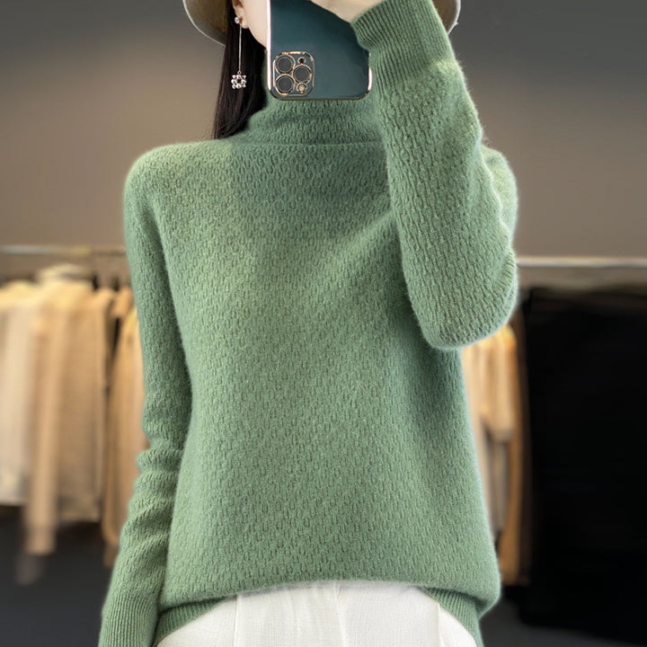 Damen Weicher Feinstrick‑Mockneckpullover mit flauschiger Mohair‑Optik, zarter Wabenstruktur und legerer Oversize‑Passform Drune