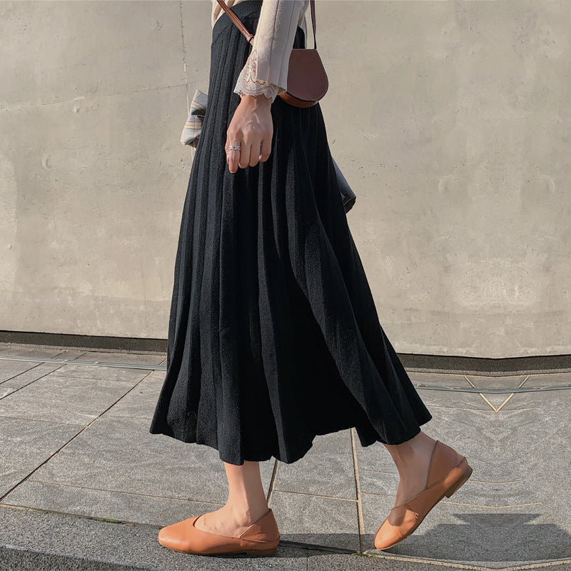 Damen Langer, plissierter Rock aus weichem Material Drune
