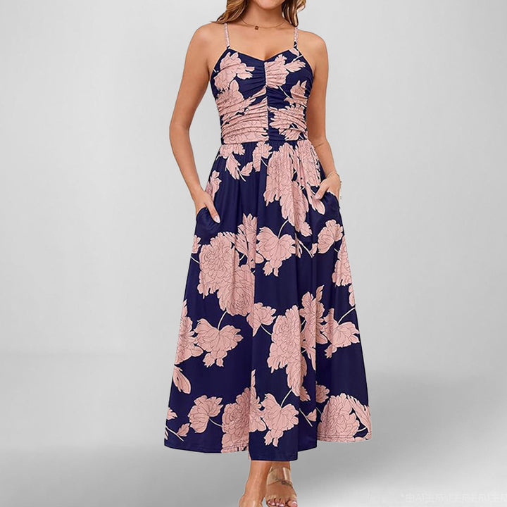 Damen Maxikleid mit schmalen Trägern und praktischen Seitentaschen Drune