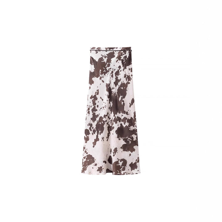 Damen Oversize-Hemdbluse mit Kuhflecken-Print, verdeckter Knopfleiste und weitem Schnitt Drune