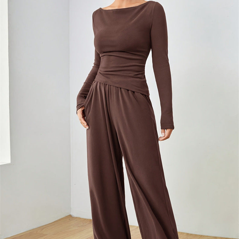 Damen Lässiges Oberteil und weite Hose Set Drune