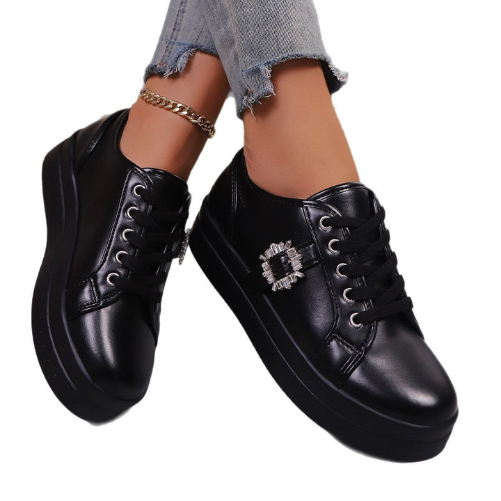 Damen modische Plateausneakers aus hochwertigem mit dekorativem Kristallbesatz Drune
