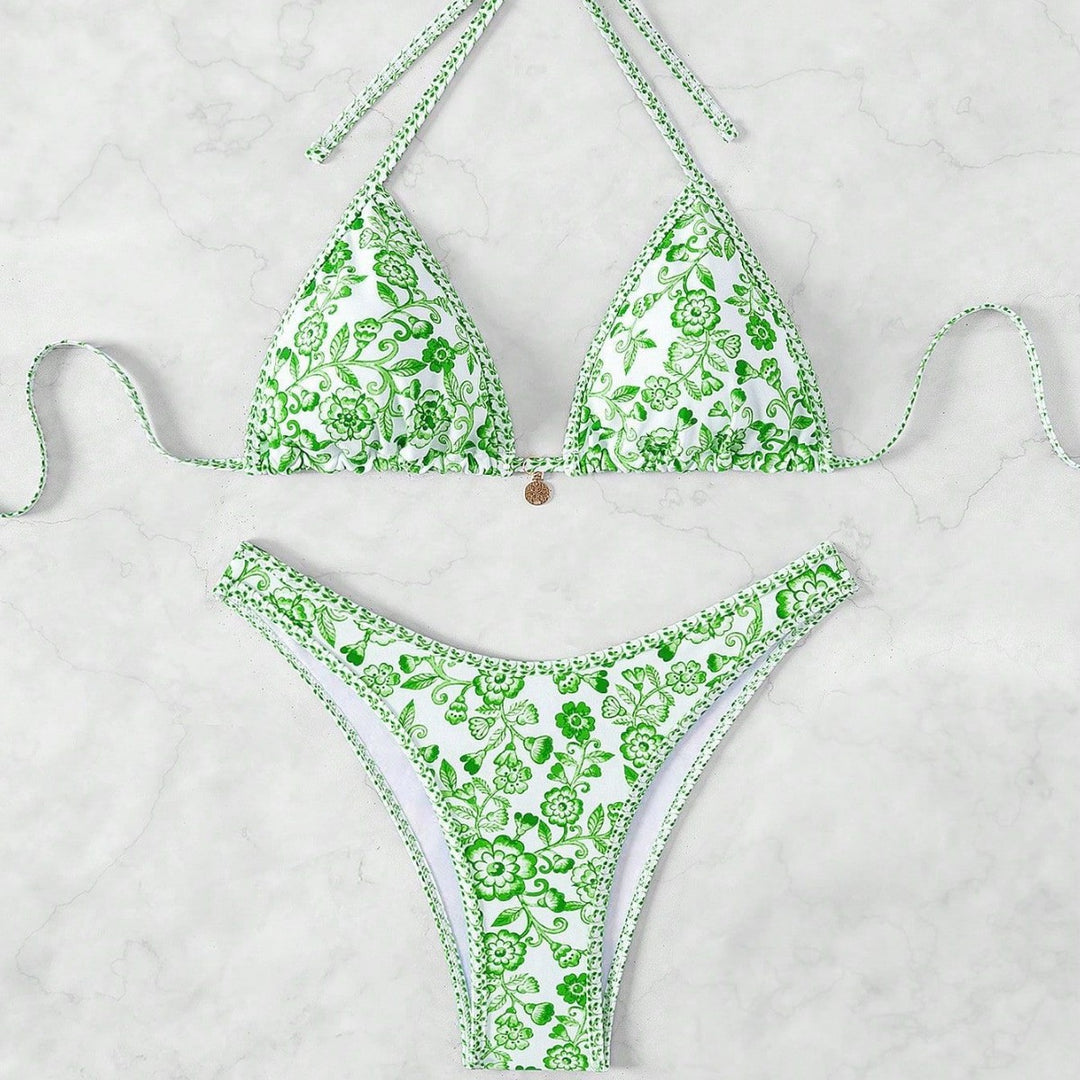 Damen Triangel-Bikini mit floraler Spitze Drune
