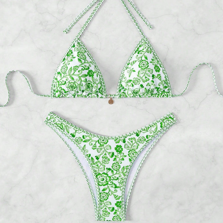 Damen Triangel-Bikini mit floraler Spitze Drune