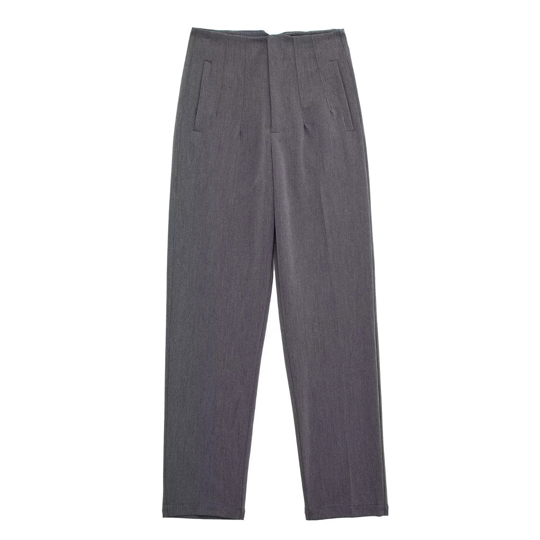 Damen Hochtaillierte tapered Anzughose mit Bügelfalte und Paspeltaschen Drune
