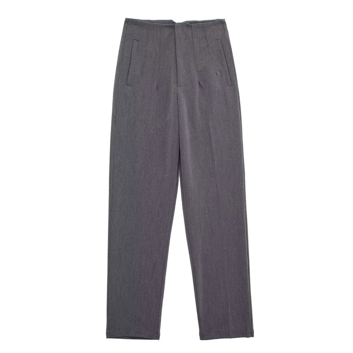Damen Hochtaillierte tapered Anzughose mit Bügelfalte und Paspeltaschen Drune