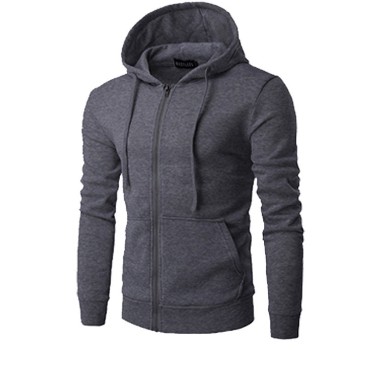 Herren nan schmal geschnittene Zip-Hoodie Jacke mit weichem Fleece-Innenfutter und Kängurutaschen Drune