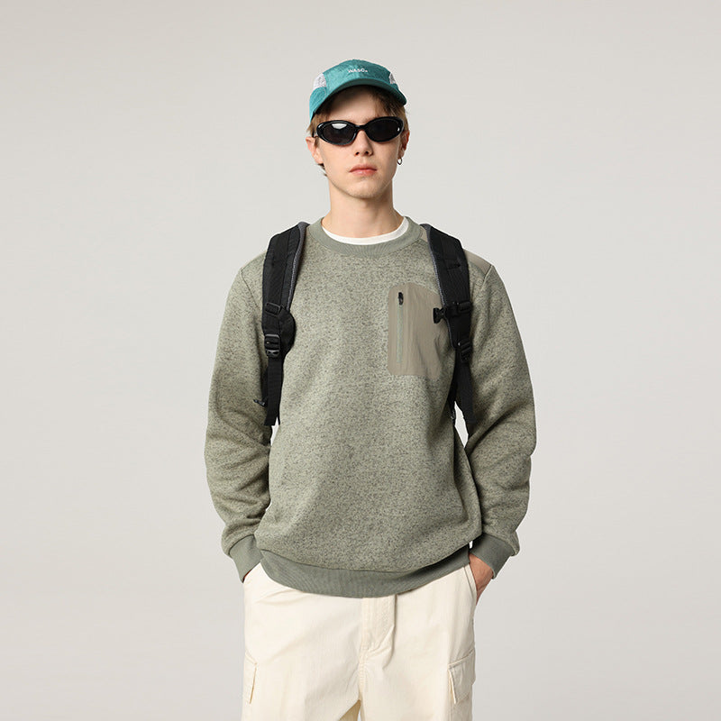 Herren Relaxed-Fit Struktursweatshirt mit Reißverschluss-Brusttasche Drune