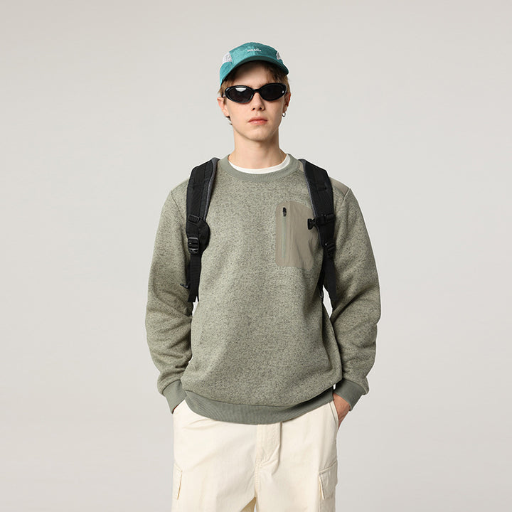Herren Relaxed-Fit Struktursweatshirt mit Reißverschluss-Brusttasche Drune