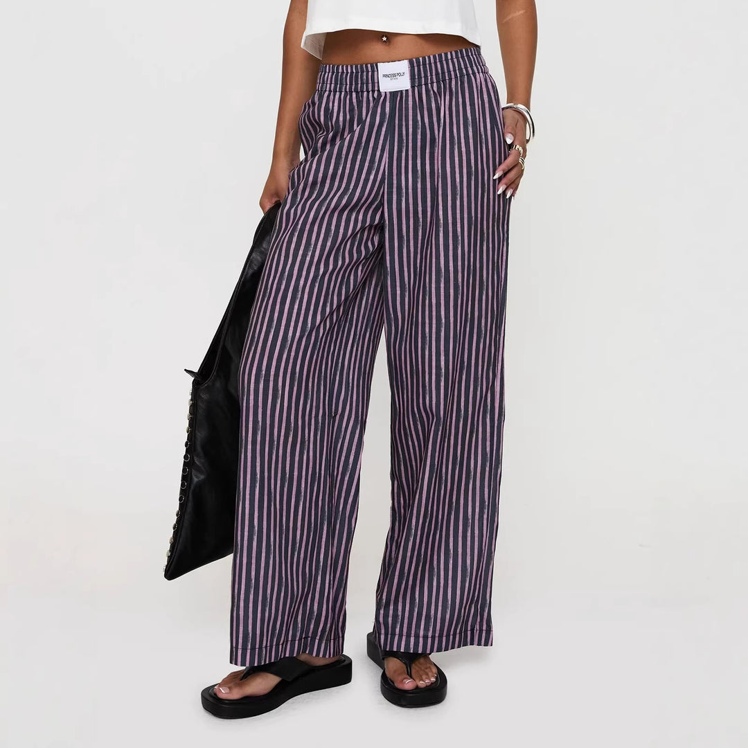 Damen Locker geschnittene Streifenhose Drune