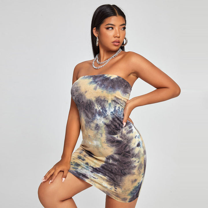 Damen Tube-Kleid mit luxuriösem Batik-Muster und elastischem Saum Drune