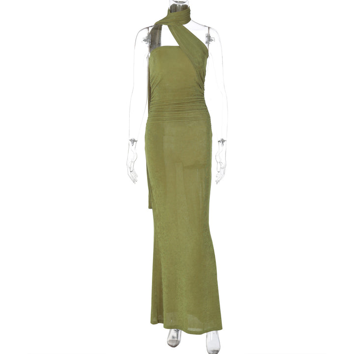 Damen Elegantes Abendkleid mit schulterfreiem Halterdesign und figurschmeichelnder Drapierung Drune