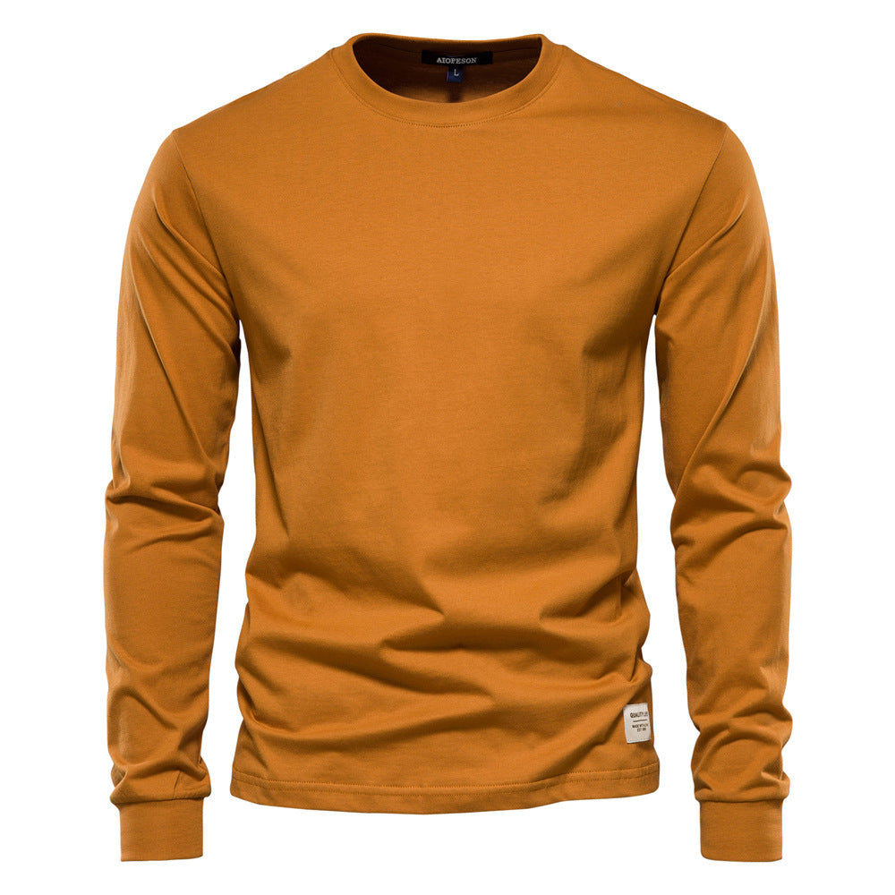 Herren nan klassisches langärmliges Baumwollshirt mit Rundhalsausschnitt und elastischen Bündchen Drune