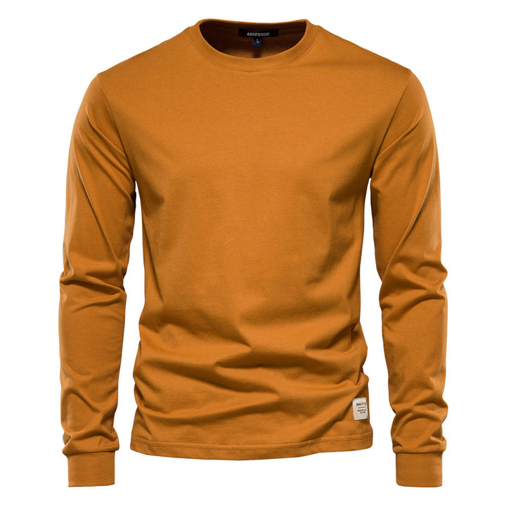Herren nan klassisches langärmliges Baumwollshirt mit Rundhalsausschnitt und elastischen Bündchen Drune