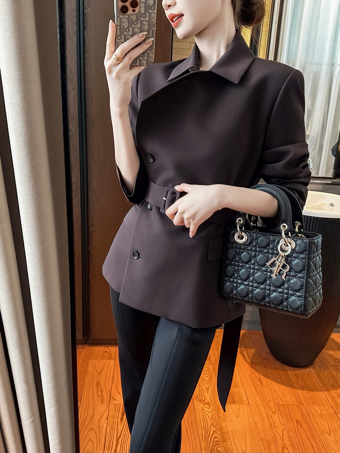 Damen Modischer Blazer mit Gürtel Drune