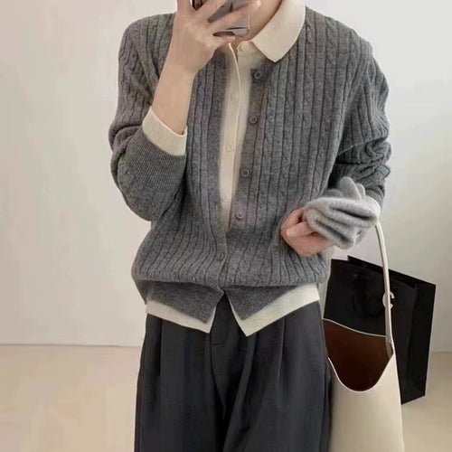 Damen Strickjacke mit strukturiertem Kabelmuster Drune