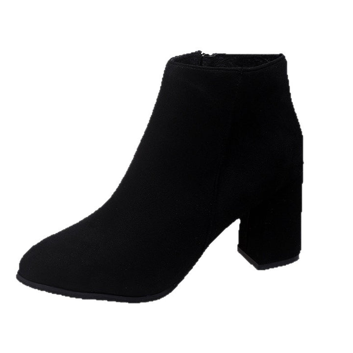 Damen Ankleboots mit Blockabsatz, spitzer Zehenpartie und seitlichem Reißverschluss Drune