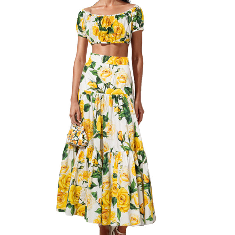 Damen Zweiteiliges Blumenmuster Set Drune