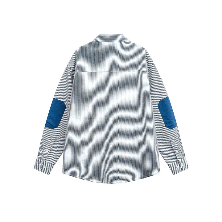 Unisex Oversize-Streifenhemd mit kontrastierter Brusttasche und Kentkragen Drune